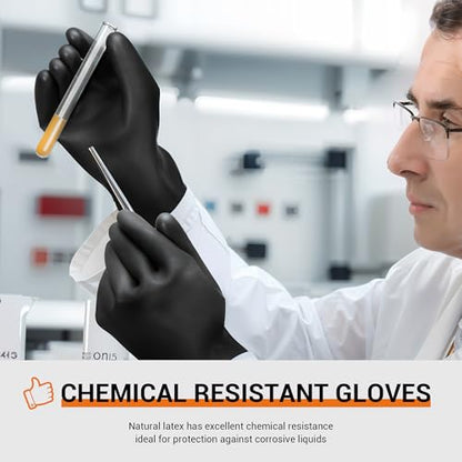 ThxToms Heavy Duty Chemical Resistant Latex Gloves, Waterproof Rubber Gloves, Puncture Resistant, Acid Oil & Alkali Resistant for Industrial Cleaning, Gardening, 14", 1 Pair - color: 14"