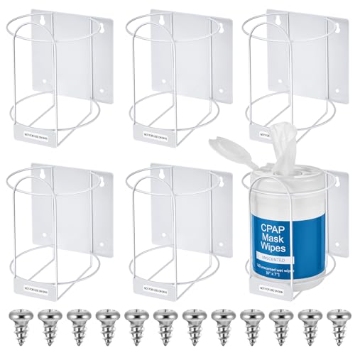 Tandefio 6 Pcs Wall Mounted Wipe Holders, Metal Dispenser Brackets for Bucket Wipes, Heavy Duty Organizer for Bathroom, Kitchen, Office, Hospital, Public Restrooms