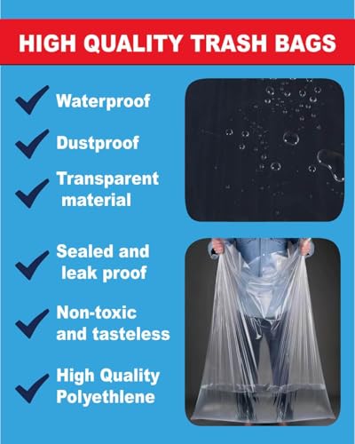 6 Mil Clear Contractor Bags - 20 Pack Heavy Duty Contractor Trash Bags for 50/55/60 Gallon Large Clear Garbage Bags (Extra Thick, Tear Resistant) (32" X 52") - color: Clear-6 Mil