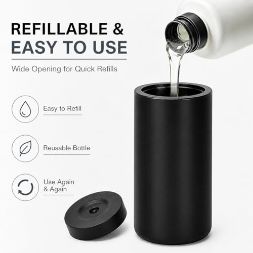 Silicone Dish Soap Dispenser, 8 Oz Refillable Squeeze Bottle, Leakproof for Kitchen Sink, Black - color: Black