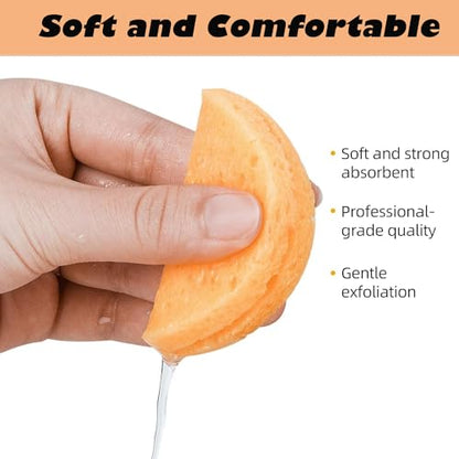 AKOAK 5 Pcs Face Compression Sponge Round Makeup Remover Pad is Reusable for Deep Cleansing, Exfoliating, and Makeup Removal(Yellow) - color: Yellow