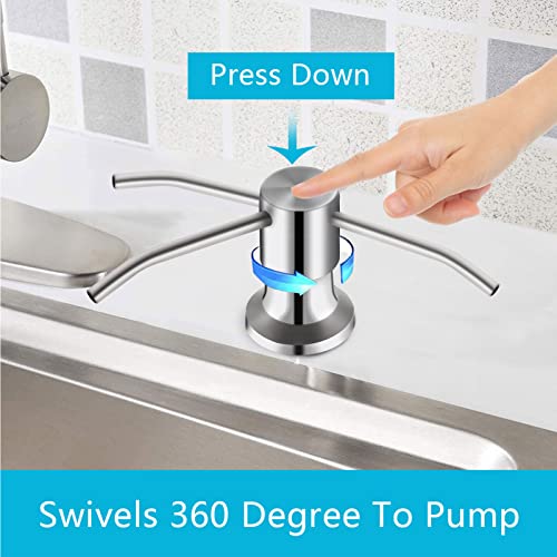 Kitchen Sink Soap Dispenser, Brushed Nickel Countertop Soap Dispenser Pump, 47" Silicone Extension Tube Connect to The Soap Bottle Directly, Say Goodbye to Frequent Refills - color: Brushed Nickel, size: With Tube Kit