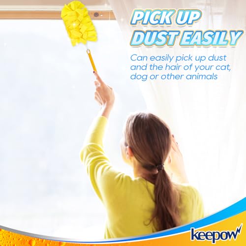 KEEPOW Reusable Duster Refill Compatible with Swiffer Hand Duster, Heavy Duty Duster Refills, 360 Degree Dusters Refills for Cleaning, Fleece Refill Ceiling Fan, 4 Pack (Handle is Not Included) - color: 1yellow+1blue+1pink+1green, size: 4 Pack
