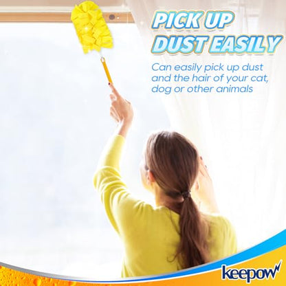KEEPOW Reusable Duster Refill Compatible with Swiffer Hand Duster, Heavy Duty Duster Refills, 360 Degree Dusters Refills for Cleaning, Fleece Refill Ceiling Fan, 4 Pack (Handle is Not Included) - color: 1yellow+1blue+1pink+1green, size: 4 Pack