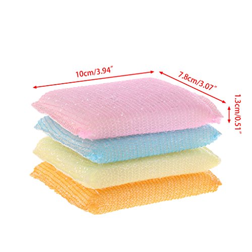 Kitchen Scouring Pads, 4-Pack Soft Sponge Scrubber, Non-Scratch Pads for Pots, Pans, Sink, and Cookware