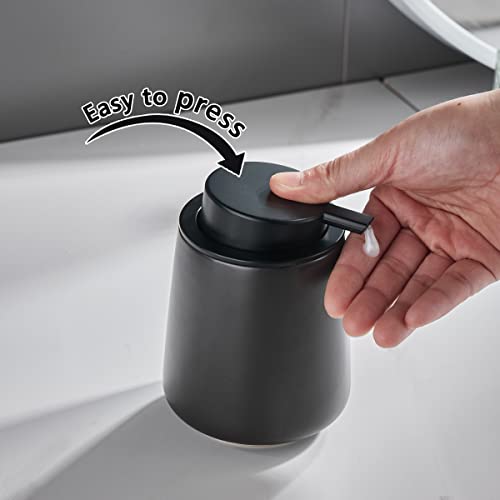 12Oz Black Soap Dispenser - Modern Ceramic Lotion Hand Soap Dispenser with Easy-to-Press Black Pump, Reusable and Refillable Liquid Dish Soap Dispensers for Bathroom & Kitchen - color: Black, style: Liquid Pump
