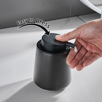 12Oz Black Soap Dispenser - Modern Ceramic Lotion Hand Soap Dispenser with Easy-to-Press Black Pump, Reusable and Refillable Liquid Dish Soap Dispensers for Bathroom & Kitchen - color: Black, style: Liquid Pump