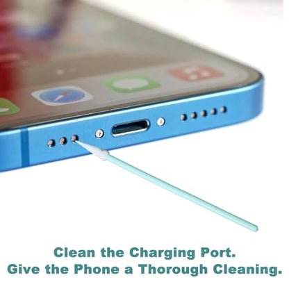 Phone Charge Port Cleaning Tool Kit Anti-Clogging Mini Brushes Cleaner Bendable Mini Soft Round Brushes Multifunctional Cleaning Tool for Speaker USB-C Port Tablet Laptop Computer Wood White Green