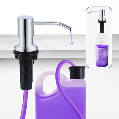 SBEN Built-in Kitchen Sink Soap Dispenser – Stainless Steel Pump, 17 oz Bottle and Extension Tube Kit 47", Upgraded Metal Check Valve, Countertop Hand Soap & Lotion Dispenser (Chrome) - color: Chrome