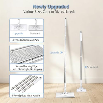 Grope Thing Mop,Hands Free Flat Mop One Click,Hands Free Multi Purpose Flat Mops, Snap Grip Mini Mops,360° Rotation Head,48'' Long Handle,Dry and Wet Use,Suitable for Whole House Cleaning(6 Cloths)