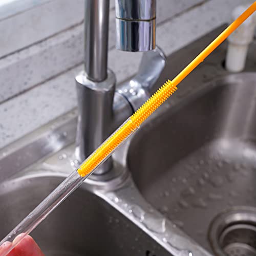 Silicone Straw Brush 4 Pack - (2 Small, 2 Wide) - 10 Inches Reusable Straw Cleaner, Pipe Cleaners, Straw Cleaning Tool for Drinking Straws, Pipes, Tubes, Glass and Detailing (Teal) - color: Teal