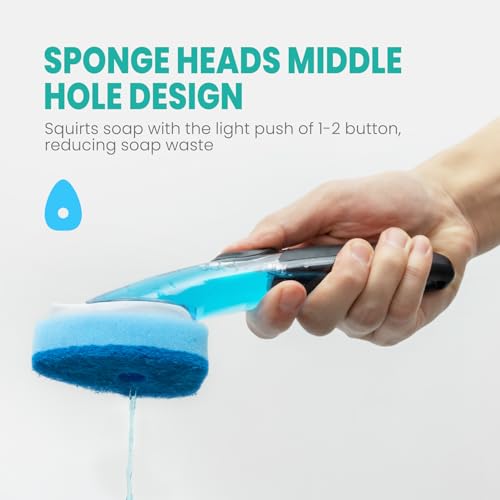 Dish Wand Refills with Hole, Non-Scratch Dishwand Refill Replacement Sponge | Fits Scrub Soap Control Handle, Heavy Duty Bulk Sponges Heads 12Pcs, Dispensing Scrubbers for Kitchen Dishwasher Cleaning Tub - size: 12Pcs