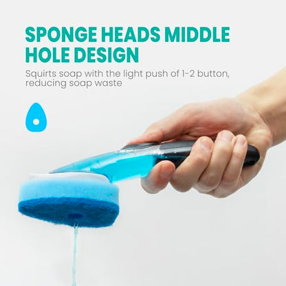 Dish Wand Refills with Hole, Non-Scratch Dishwand Refill Replacement Sponge | Fits Scrub Soap Control Handle, Heavy Duty Bulk Sponges Heads 12Pcs, Dispensing Scrubbers for Kitchen Dishwasher Cleaning Tub - size: 12Pcs
