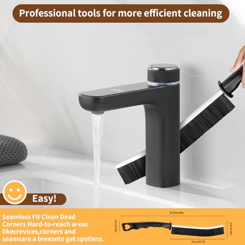 4 Pack Hard Bristle Crevice Cleaning Brush Set, Small Grout Scrub Brush for Tight Spaces, Bathroom Kitchen Window Track Tile Shower Door Gap Corner Sink Faucet Floor Detail Cleaner Tool Daily Home Use