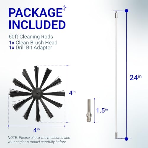 Upgraded 60-Feet Dryer Vent Cleaner Kit with Drill Attachment - Flexible Lint Remover Brush, Extends Up to 60 ft, Works with or Without Power Drill