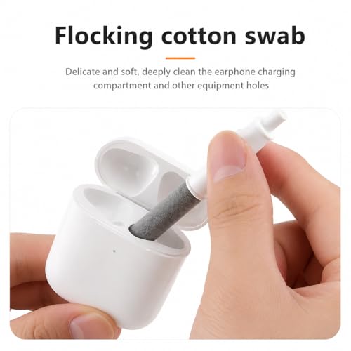 Professional 4-in-1 Earbud Cleaning Kit, Multi-Function Cleaning Pen for AirPods Pro 1 2 3, Laptop Keyboard Cleaner Tool with Metal Nib, High-Density Brush and Flocking Sponge - White - color: 5-in-1 White
