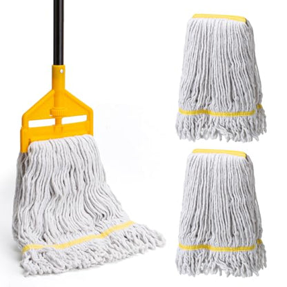 KeFanta Commercial Mop with 3 Extra Large Replacement Heads, 59Inch Handle Heavy Duty Industrial Mops Looped-End String Wet Cotton Mop for Home,Kitchen,Office,Garage,Workshop, Warehouse Floor Cleaning