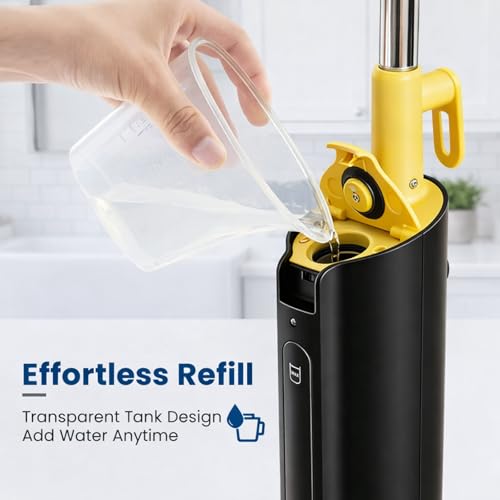 Simple Deluxe Steam Mop for Floor Cleaning, Lightweight Floor Steamer Cleaner Mop - Ideal for Hardwood/Tile/Laminate Floors Carpet, 2 Washable Pad, Black and Yellow