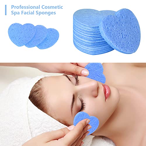 50-Count Facial Sponges Compressed, 100% Natural Cellulose Face Sponge Professional Cosmetic Spa Sponges for Face Cleansing, Exfoliating Mask, Makeup Removal for Travel and Home, Blue - color: 50- Pack Blue