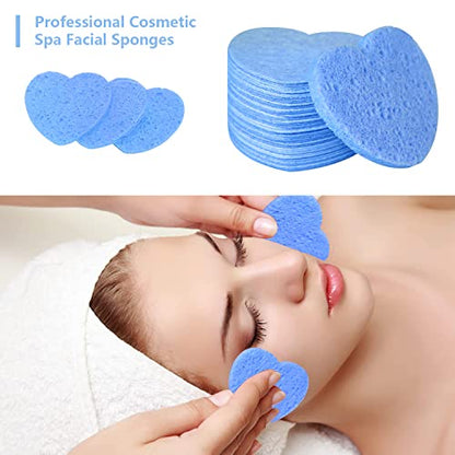 50-Count Facial Sponges Compressed, 100% Natural Cellulose Face Sponge Professional Cosmetic Spa Sponges for Face Cleansing, Exfoliating Mask, Makeup Removal for Travel and Home, Blue - color: 50- Pack Blue