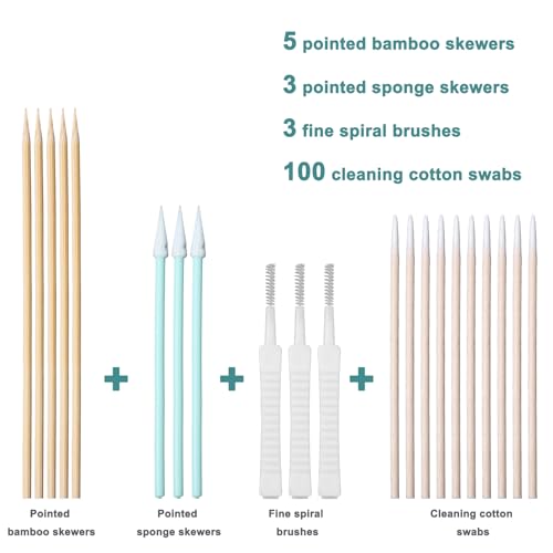 Phone Charge Port Cleaning Tool Kit Anti-Clogging Mini Brushes Cleaner Bendable Mini Soft Round Brushes Multifunctional Cleaning Tool for Speaker USB-C Port Tablet Laptop Computer Wood White Green