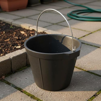kowaku Outdoor Storage Barrel Rubber Utility Container with Solid Metal Carrying Handle Wide Mouth Versatile Organizer Suitable for Home Yard Shop Storage Room