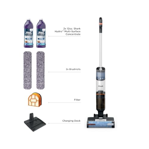 Shark | Wet Dry Vacuum Cleaner | Vacuum and Mop Combo | HydroVac MessMaster | 3-in-1 Self-Cleaning + Powerful Suction | 2 Brushrolls & 2 Solutions Included | Hardwood Floor & Area Rug Cleaner | AW261 - style: Cordless w/ Premium