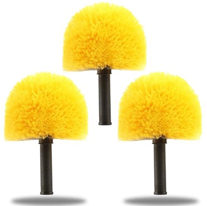 3 Pack Screw on Webster Cobweb Duster Head for Pole,Spider Web Remover Brush, Cobweb Duster Head Attachment,Fits Standard 3/4 inch Threaded Poles (3, Yellow) - color: Yellow