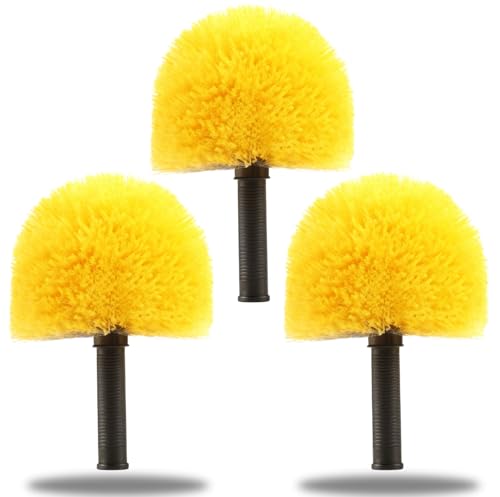 3 Pack Screw on Webster Cobweb Duster Head for Pole,Spider Web Remover Brush, Cobweb Duster Head Attachment,Fits Standard 3/4 inch Threaded Poles (3, Yellow) - color: Yellow