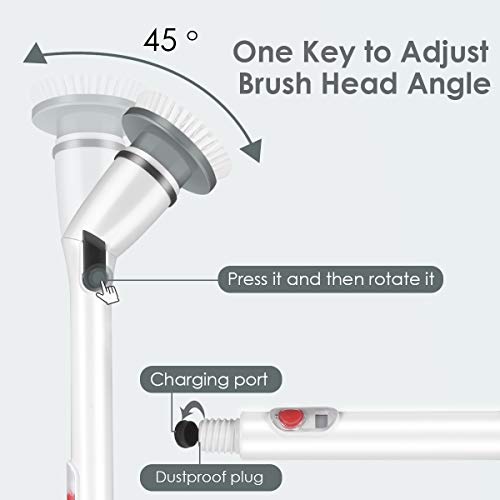 Electric Spin Scrubber, 2020 Upgraded Cordless Shower Scrubber, 360 Power Bathroom Scrubber with 3 Replaceable Cleaning Brush Head and Adjustable Extension Handle for Tub, Tile, Floor