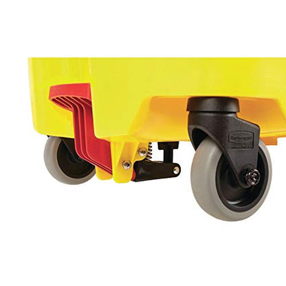 Rubbermaid Commercial Products WaveBrake 44 QT Side-Press Mop Bucket and Wringer Combo on Wheels with Foot Drain Yellow for Heavy-Duty Floor Cleaning - style: Side-Press