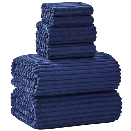 Extra Large Bath Towel Set of 6 (40"x80"),Oversized Bath Sheet Super Soft Highly Absorbent Microfibers Quick Dry Luxury Shower Towel for Bathroom Spa Gym Hotel Yoga(Navy Blue, 6Piece) - color: Navy Blue, size: 6Piece Towel Set