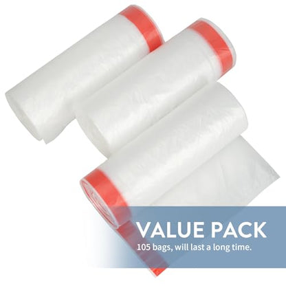 16 Gallon Trash Bags with Drawstring, Clear plastic bags, 105 Count | Tear Free, Fit 16-18 gal, Large Strong Trash Can Liners, Heavy Duty Compactor Bags, For Home Kitchen Office Lawn Commercial - style: 16-18 Gallon (105 Count, Clear)