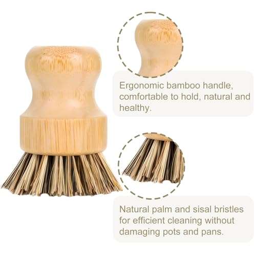 Bamboo Cast Iron Brush, Bamboo Pot Scraper, Kitchen Cleaning Tools for Cast Iron Skillets, Cookware, Dishes, Pans and Pots