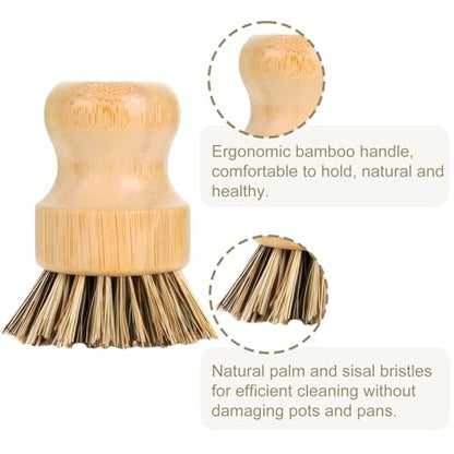 Bamboo Cast Iron Brush, Bamboo Pot Scraper, Kitchen Cleaning Tools for Cast Iron Skillets, Cookware, Dishes, Pans and Pots