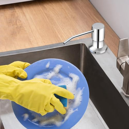 Soap Dispenser for Kitchen Sink, Built in Sink Soap Dispenser Lotion Dispenser with 17 OZ Bottle, Refill from The Top Bar Sink Soap Dispenser, Chrome - color: Chrome 01, size: Comes with 17 OZ Bottle