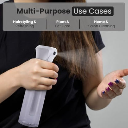 VIGOR PATH Continuous Spray Bottle – Fine Mist Mister Spray Bottle for Hair, Plants, Cleaning, Pets & Travel | Refillable Water Spray Bottles (200ml / 6.7oz) Clear - size: 6.7 Ounces