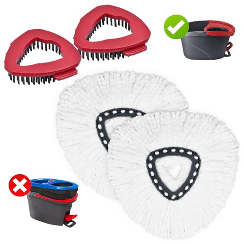 Mop Heads Replacements for Ocedar, Mop Replace Head for O Cedar, Mop Heads for O Cedar, Mop Replace Head for Cedar, Mop Heads for O Cedar Spin Mop Include 2 Pack Mop Refills & 2 Pack Scrubber Mop Head - size: for Ocedar 1 Tank