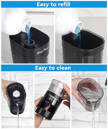 Kitchen Dish Soap Dispenser with Sponge Holder, 3-in-1 Countertop Dishwashing Soap Pump Dispenser Set for Kitchen Sink, Useful Kitchen Gadgets - Black - color: Black