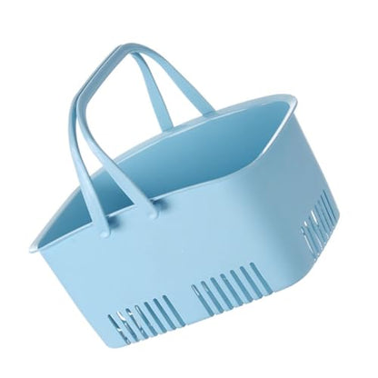 Healifty Large Portable Plastic Storage Basket Organizer 30x20.5x15cm Blue Sundries Container for Bathroom and Kitchen Desktop Storage