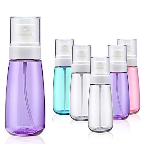 Cosywell Fine Mist Spray Bottle 3.4oz/ 100ml Empty Cosmetic Refillable Travel Containers Plastic Hair Spray Bottle Sprayer for Perfume Skincare Makeup Lotion (6color2purple) - color: 6color2purple