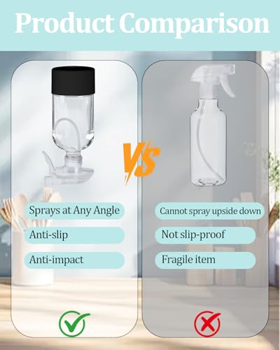 2 Pack 360° Glass Spray Bottles with Silicone Sleeve, 16 oz Empty Refillable Containers with Adjustable Spray Nozzles, Spray Bottles for Hair, Cleaning Solutions and Plants Black - color: Black