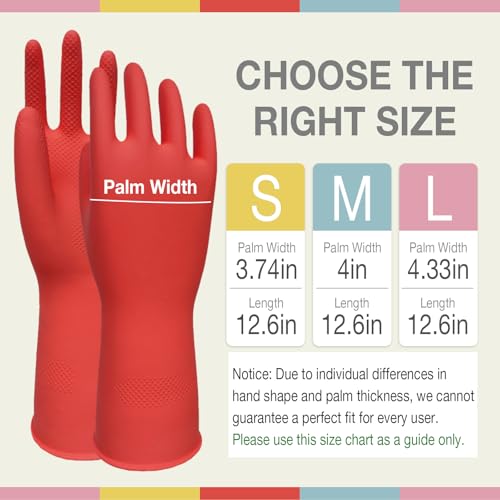 Rubber Cleaning Gloves 5 Pairs Kitchen Dishwashing Gloves Reusable for Household Washing Dishes Cleaning Gardening, Non-Slip Water Resistant Dish Gloves for Women Men Medium - size: Medium