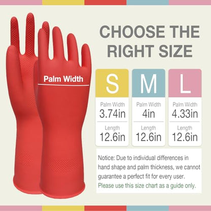 Rubber Cleaning Gloves 5 Pairs Kitchen Dishwashing Gloves Reusable for Household Washing Dishes Cleaning Gardening, Non-Slip Water Resistant Dish Gloves for Women Men Medium - size: Medium
