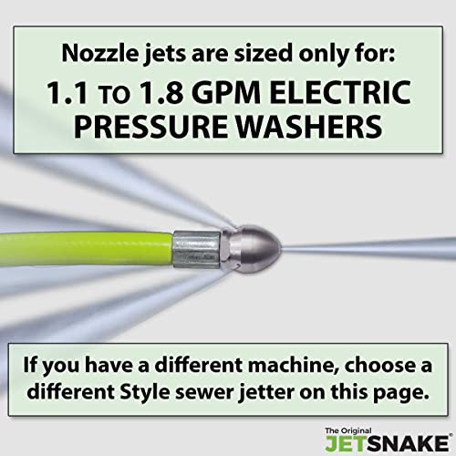 100 FT Sewer Jetter for Electric Pressure Washers - Flexible Steel Braid | Unclog sinks, laundry lines, floor drains, other indoor and outdoor pipes - style: 100 FT for Electric Pressure Washers