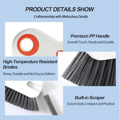 2 in 1 Car Groove Cleaning Brush, Multifunction Vehicle Crevice Cleaner with Hidden Scraper, Automotive Window Seal Sill Sliding Door Track Cleaning Brush, Universal Fit (Orange White)