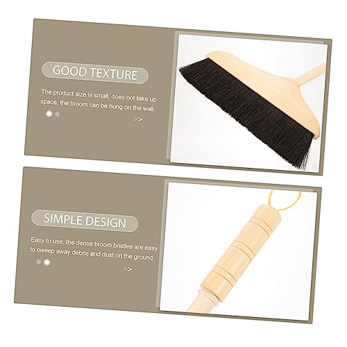 Horsehair Broom with Long Handle Soft Pine Bristles for Indoor Hardwood Floor Tile Cleaning Sweeping Tool 37.00In