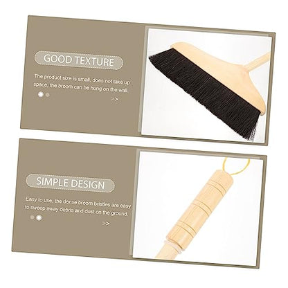 Horsehair Broom with Long Handle Soft Pine Bristles for Indoor Hardwood Floor Tile Cleaning Sweeping Tool 37.00In