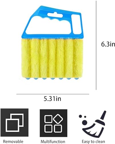 2 Pcs Washable Window Blind Cleaner - Hand-Held Mini Duster Brush for Wood Blinds, Venetian Shades & Air Conditioner Duster - color: Blue、green