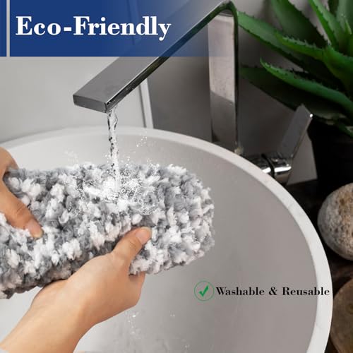 Bryquelin 17.3" Handheld Microfiber Dusters for Cleaning-Detachable & Washable Head, for Furniture, Keyboards, Car Interiors, and Delicate Surfaces